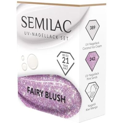 Semilac Fairy Blush Set van 2 UV-nagellak 389 Coconut Ice Cream wit & 242 Pink Sands pastelroze met glitter + Kiwi Mango nagelolie elegante gelnagellakset Semilac Fairy Blush Set van 2 UV-nagellak 389 Coconut Ice Cream wit & 242 Pink Sands pastelroze met glitter + Kiwi Mango nagelolie elegante gelnagellakset