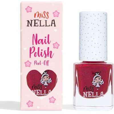MISS NELLA Jazzberry Jam nagellak, bordeauxrood met glitter, speciaal voor kinderen, peel-off formule, op waterbasis en geurloos MISS NELLA Jazzberry Jam nagellak, bordeauxrood met glitter, speciaal voor kinderen, peel-off formule, op waterbasis en geurloos