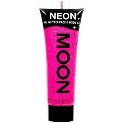 Moon Glow – Neon UV Glitter Gel Gezicht & Lichaam. 12 ml. Intens Neon Roze. Glitterverf voor gezicht Moon Glow – Neon UV Glitter Gel Gezicht & Lichaam. 12 ml. Intens Neon Roze. Glitterverf voor gezicht