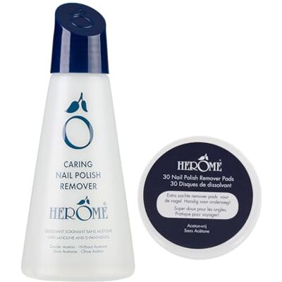 Herome Combi-Pack verzorgende nagellakremover en nagellakremover 30 (Caring Nail Polish Remover 120 ml. & Caring Nail Polish Remover Pads 30) Herome Combi-Pack verzorgende nagellakremover en nagellakremover 30 (Caring Nail Polish Remover 120 ml. & Caring Nail Polish Remover Pads 30)