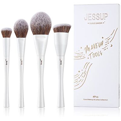 Jessup Set van 4 make-upkwasten voor foundation, concealer, blush, contour, poeder, markeerstift, parelwit, T344 Jessup Set van 4 make-upkwasten voor foundation, concealer, blush, contour, poeder, markeerstift, parelwit, T344