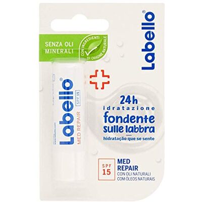 Labello Med Repair 4,8 g, lippenbalsem met zonnebrandcrème (SPF 15) en vitamine E voor intensieve lipbescherming, lippenverzorging zonder minerale oliën Labello Med Repair 4,8 g, lippenbalsem met zonnebrandcrème (SPF 15) en vitamine E voor intensieve lipbescherming, lippenverzorging zonder minerale oliën