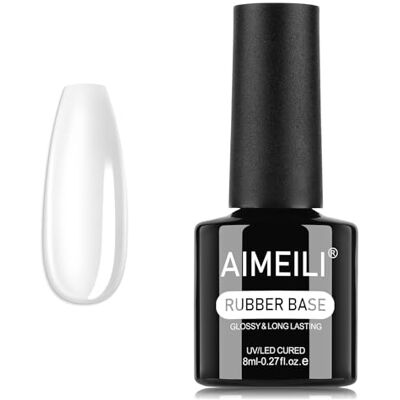 AIMEILI Semi-permanente nagellak Rubber Base Coat Transparant Gel Polish UV LED Versterking en Reparatie van Manicure, Decoratieslijm 8 ml AIMEILI Semi-permanente nagellak Rubber Base Coat Transparant Gel Polish UV LED Versterking en Reparatie van Manicure, Decoratieslijm 8 ml