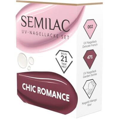 Semilac Chic Romance UV-nagellak, 2 kleuren, 002 Delicate French & 471 Garden Avond + kiwi mangoolie, romantisch, nude, roze, manicure, LED/UV gel polish Semilac Chic Romance UV-nagellak, 2 kleuren, 002 Delicate French & 471 Garden Avond + kiwi mangoolie, romantisch, nude, roze, manicure, LED/UV gel polish