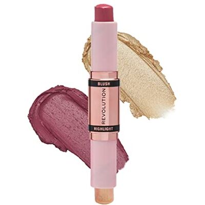 Makeup Revolution Revolution Beauty, Blush Stick & Illuminator, Mauve Glow, Blush en Highlighter voor het gezicht, 4,3 g Makeup Revolution Revolution Beauty, Blush Stick & Illuminator, Mauve Glow, Blush en Highlighter voor het gezicht, 4,3 g