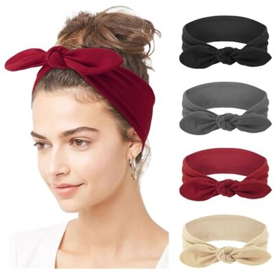 DRESHOW 4-delige haarband voor dames, boho, haarbanden, elastisch, met strikken, haaraccessoires DRESHOW 4-delige haarband voor dames, boho, haarbanden, elastisch, met strikken, haaraccessoires