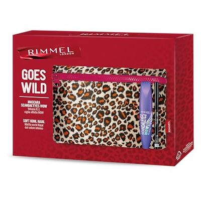Rimmel London Goes Wild cadeauset voor dames, luipaardzakje met Scandal'Eyes Wow Wings mascara + oogpotlood Soft Kohl Kajal Jet Black Rimmel London Goes Wild cadeauset voor dames, luipaardzakje met Scandal'Eyes Wow Wings mascara + oogpotlood Soft Kohl Kajal Jet Black