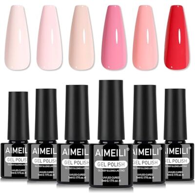 AIMEILI Gelnagellak, 6 kleuren, nail art, Valentijnsdag, roze, semi-permanent, soak-off, UV, LED, manicure, nail art, langdurig, 5 ml, set 81 AIMEILI Gelnagellak, 6 kleuren, nail art, Valentijnsdag, roze, semi-permanent, soak-off, UV, LED, manicure, nail art, langdurig, 5 ml, set 81