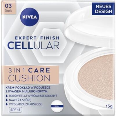 NIVEA Cellular Expert Finish 3-in-1 Cushion Care anti-rimpel crème foundation in kussen met hyaluronzuur, donkere kleur, 15 g NIVEA Cellular Expert Finish 3-in-1 Cushion Care anti-rimpel crème foundation in kussen met hyaluronzuur, donkere kleur, 15 g