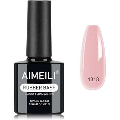 AIMEILI 5 en 1 Rubber Base Coat 15ML, Nude Rose Gel Base Caoutchouc UV LED Renforcement et Réparation de Manucure, Colle de Décorations (1318) AIMEILI 5 en 1 Rubber Base Coat 15ML, Nude Rose Gel Base Caoutchouc UV LED Renforcement et Réparation de Manucure, Colle de Décorations (1318)