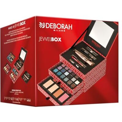 DEBORAH Milano Make Up Jewel Box Cadeauset voor dames, mascara en potlood, lippen, oogschaduwpalet, lippenstiften, glans en gezichtspoeder in verschillende DEBORAH Milano Make Up Jewel Box Cadeauset voor dames, mascara en potlood, lippen, oogschaduwpalet, lippenstiften, glans en gezichtspoeder in verschillende
