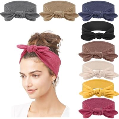 DRESHOW 8-delige haarband voor dames, boho, haarbanden, elastisch, met strikken, haaraccessoires, 8 verpakkingen: verstelbare konijnenoorset F02 DRESHOW 8-delige haarband voor dames, boho, haarbanden, elastisch, met strikken, haaraccessoires, 8 verpakkingen: verstelbare konijnenoorset F02