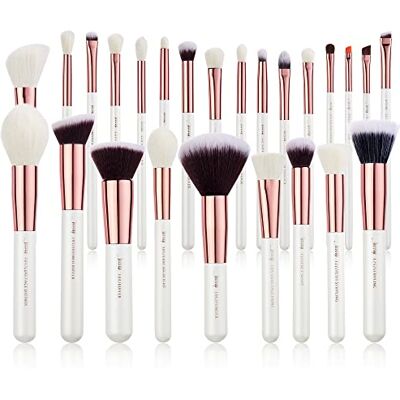 Jessup Make-up kwasten 25-delige professionele kit make-up kwast foundation poeder blush lippenstift make-up borstels natuurlijk synthetisch haar wit/roségoud T215 Jessup Make-up kwasten 25-delige professionele kit make-up kwast foundation poeder blush lippenstift make-up borstels natuurlijk synthetisch haar wit/roségoud T215