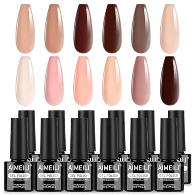 AIMEILI Gelnagellak, semi-permanent, 12 kleuren, herfst, bruin, nude, UV, LED, soak off, manicure, nail art, langdurig, 5 ml, set 38 AIMEILI Gelnagellak, semi-permanent, 12 kleuren, herfst, bruin, nude, UV, LED, soak off, manicure, nail art, langdurig, 5 ml, set 38