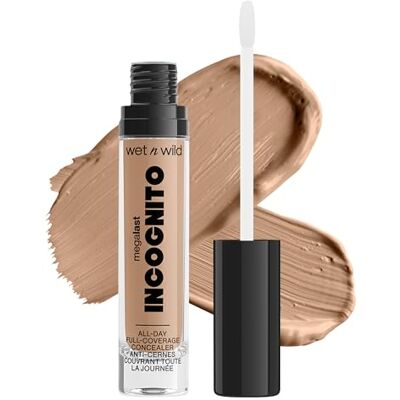 wet 'n wild wet n wild, Megalast Incognito Full Coverage Concealer, harmonieus en gepigmenteerd, gemiddelde tot volledige dekking, mat gemaakt, voedende en hydraterende formule, met sheaboter, medium golden wet 'n wild wet n wild, Megalast Incognito Full Coverage Concealer, harmonieus en gepigmenteerd, gemiddelde tot volledige dekking, mat gemaakt, voedende en hydraterende formule, met sheaboter, medium golden