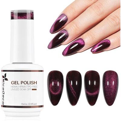 Nicedeco 15 ml Cat Eye Gel Nail Polish zonder HEMA, UV/LED Soak Off Magnetic Gel Polish Nail Art Manicure Pedicure voor Professioneel, Salon & Thuis Gebruik N307 Nicedeco 15 ml Cat Eye Gel Nail Polish zonder HEMA, UV/LED Soak Off Magnetic Gel Polish Nail Art Manicure Pedicure voor Professioneel, Salon & Thuis Gebruik N307