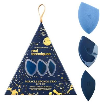 REAL TECHNIQUES 3-delige Miracle Spons Trio voor naadloze foundation, verbergen en matteren, Limited Edition, vakantiegeschenkset REAL TECHNIQUES 3-delige Miracle Spons Trio voor naadloze foundation, verbergen en matteren, Limited Edition, vakantiegeschenkset