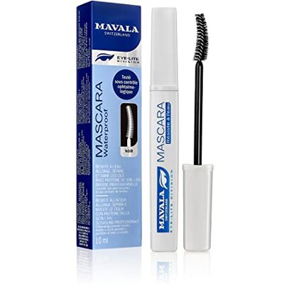 MAVALA Mascara met verlengend effect, waterbestendig, make-up voor wimpers met zijdeproteïnen, langdurig, oogheelkundig getest, 01 zwart, 10 ml MAVALA Mascara met verlengend effect, waterbestendig, make-up voor wimpers met zijdeproteïnen, langdurig, oogheelkundig getest, 01 zwart, 10 ml