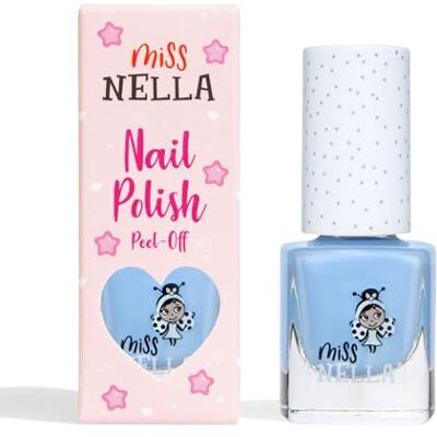MISS NELLA Blue Bell Nagellak met glitter voor kinderen, peel-off-formule, op waterbasis, geurvrij MISS NELLA Blue Bell Nagellak met glitter voor kinderen, peel-off-formule, op waterbasis, geurvrij