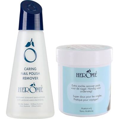 Herome Combi-Pack Nagellak Remover & Nagellakremover 100 (Caring Nail Polish Remover 120 ml. & Caring Nail Polish Remover Pads 100) Herome Combi-Pack Nagellak Remover & Nagellakremover 100 (Caring Nail Polish Remover 120 ml. & Caring Nail Polish Remover Pads 100)