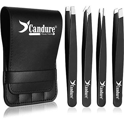 Candure Pincet voor Wenkbrauwen Set van Professioneel Pincetten , Ingegroeide Haarverwijdering Gereedschap voor Vrouwen en Mannen Geschikt voor Verwijderen van Mee-eters, Wimpers 3,8 Inch, Zwart Candure Pincet voor Wenkbrauwen Set van Professioneel Pincetten , Ingegroeide Haarverwijdering Gereedschap voor Vrouwen en Mannen Geschikt voor Verwijderen van Mee-eters, Wimpers 3,8 Inch, Zwart