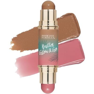 Physicians Formula Butter Glow & Go, multifunctionele stick duo voor wangen, ogen en lippen, tinten voor bronzer, contour en blush, Sunkissed Rose Physicians Formula Butter Glow & Go, multifunctionele stick duo voor wangen, ogen en lippen, tinten voor bronzer, contour en blush, Sunkissed Rose