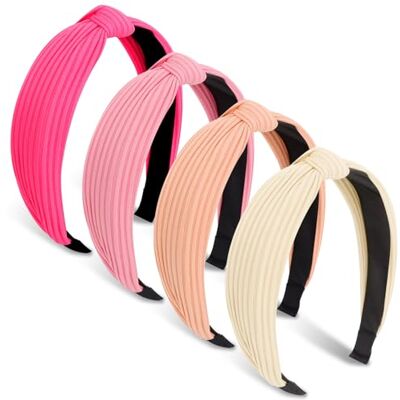 DRESHOW 4 stuks haarbanden voor vrouwen en meisjes, kunststof, geknoopt, mode, boho, grote haarspelden, antislip, haaraccessoires DRESHOW 4 stuks haarbanden voor vrouwen en meisjes, kunststof, geknoopt, mode, boho, grote haarspelden, antislip, haaraccessoires