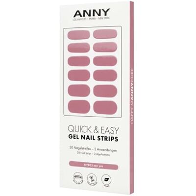 ANNY Gel Nail Strips UV-folie voor nagels om op te plakken met uv-lamp, duurzaam en splintervrij, eenvoudig te gebruiken, kleur: say yes rookroze nr. 35 ANNY Gel Nail Strips UV-folie voor nagels om op te plakken met uv-lamp, duurzaam en splintervrij, eenvoudig te gebruiken, kleur: say yes rookroze nr. 35