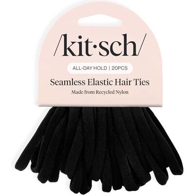 Kitsch 20 stuks haarelastiekjes voor dames, zonder beschadiging, paardenstaart, elastiekjes voor dik haar, zwart Kitsch 20 stuks haarelastiekjes voor dames, zonder beschadiging, paardenstaart, elastiekjes voor dik haar, zwart