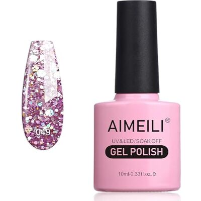 AIMEILI Semi-permanente vernis 10ML paarse glitter, UV LED gel nagellak Soak Off manicure 049 AIMEILI Semi-permanente vernis 10ML paarse glitter, UV LED gel nagellak Soak Off manicure 049