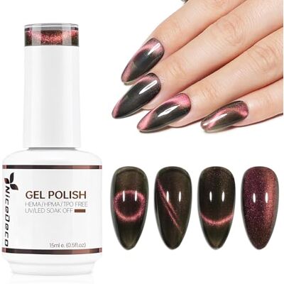 Nicedeco 15 ml Cat Eye Gel Nail Polish zonder HEMA, UV/LED Soak Off Magnetic Gel Polish Nail Art Manicure Pedicure voor Professioneel, Salon & Thuis Gebruik N308 Nicedeco 15 ml Cat Eye Gel Nail Polish zonder HEMA, UV/LED Soak Off Magnetic Gel Polish Nail Art Manicure Pedicure voor Professioneel, Salon & Thuis Gebruik N308