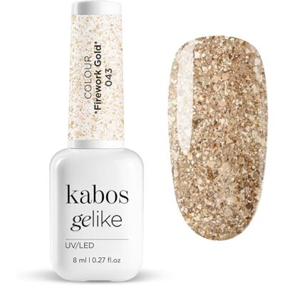 Kabos Gelike Hybride nagellak, UV/LED, 043 Firework Gold, 8 ml Kabos Gelike Hybride nagellak, UV/LED, 043 Firework Gold, 8 ml