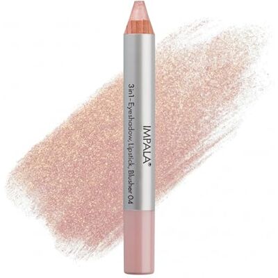 Impala 3-in-1 Jumbo potlood kleur 04 lichtroze oogschaduw, lippenstift en blush gladde en langdurige textuur intensieve kleuren Impala 3-in-1 Jumbo potlood kleur 04 lichtroze oogschaduw, lippenstift en blush gladde en langdurige textuur intensieve kleuren