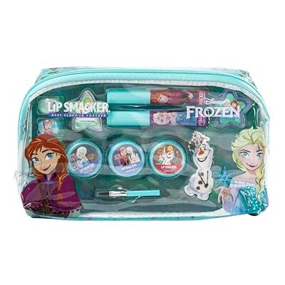 Lip Smacker Frozen Essentiële make-uptas, Frozen make-up cadeauset voor kinderen met lipgloss, glinsterende crèmes, make-up-applicatoren en accessoires Lip Smacker Frozen Essentiële make-uptas, Frozen make-up cadeauset voor kinderen met lipgloss, glinsterende crèmes, make-up-applicatoren en accessoires