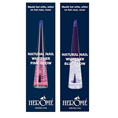 Herome Combi-Pack Pink Glow & Whitener voor nagels, Blue Glow, 2 x 10 ml. Herome Combi-Pack Pink Glow & Whitener voor nagels, Blue Glow, 2 x 10 ml.