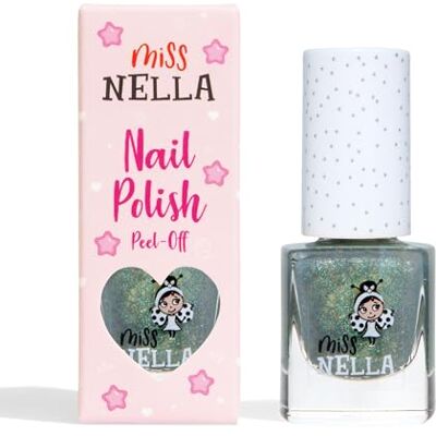 MISS NELLA Magic Collection Bibbidi Bobbidi Boo speciale zilver blauwe nagellak met glitter voor kinderen, peel-off formule, op waterbasis en geurloos MISS NELLA Magic Collection Bibbidi Bobbidi Boo speciale zilver blauwe nagellak met glitter voor kinderen, peel-off formule, op waterbasis en geurloos