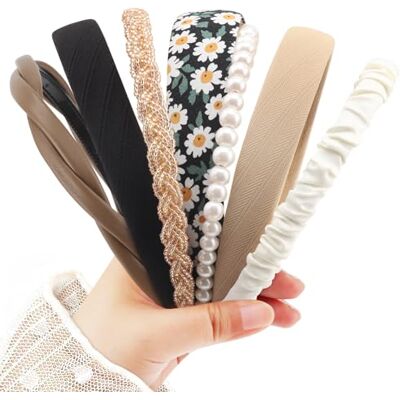 DRESHOW Modieuze hoofdbanden voor vrouwen, verschillende modellen, antislip, haarband met bloemen, gevoerde haarband, vintage haaraccessoires voor vrouwen en meisjes Eén maat DRESHOW Modieuze hoofdbanden voor vrouwen, verschillende modellen, antislip, haarband met bloemen, gevoerde haarband, vintage haaraccessoires voor vrouwen en meisjes Eén maat