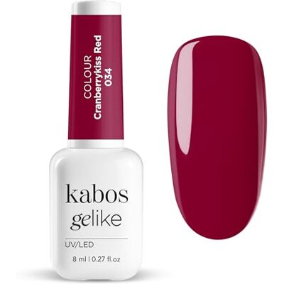 Kabos Gelike Hybride nagellak UV/LED 034 Cranberrykiss Red 8 ml Kabos Gelike Hybride nagellak UV/LED 034 Cranberrykiss Red 8 ml