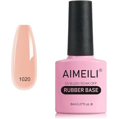 AIMEILI 5-in-1 Rubber Base Coat nagellak, semi-permanent, natuurlijk, nude, roze, gel, UV, LED, versterking en reparatie van manicure, decoratielijm 8 ml (1020) AIMEILI 5-in-1 Rubber Base Coat nagellak, semi-permanent, natuurlijk, nude, roze, gel, UV, LED, versterking en reparatie van manicure, decoratielijm 8 ml (1020)