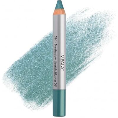 Impala 3-in-1 jumbo-potlood, kleur 05 metallic groen, oogschaduw, lippenstift en rouge, gladde en langdurige textuur, intensieve kleuren Impala 3-in-1 jumbo-potlood, kleur 05 metallic groen, oogschaduw, lippenstift en rouge, gladde en langdurige textuur, intensieve kleuren