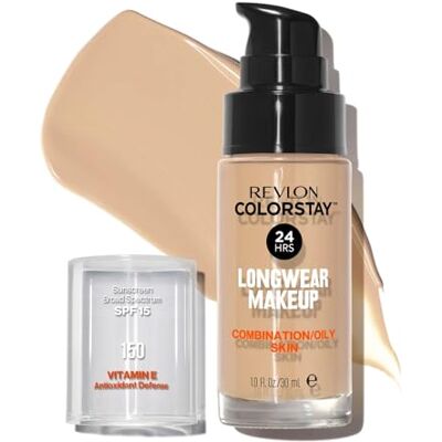 REVLON Foundation, ColorStay Long Tenue, gemengde tot vette huid, 24 uur grip + verzorging, formule verrijkt met vitamine E, voedend en beschermend, SPF 15 REVLON Foundation, ColorStay Long Tenue, gemengde tot vette huid, 24 uur grip + verzorging, formule verrijkt met vitamine E, voedend en beschermend, SPF 15