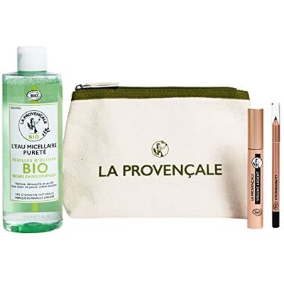 La Provençale Bio Make-up- en verzorgingstas – 3 biologische en natuurlijke producten – mascara, koolpotlood en micellair water – zwart La Provençale Bio Make-up- en verzorgingstas – 3 biologische en natuurlijke producten – mascara, koolpotlood en micellair water – zwart