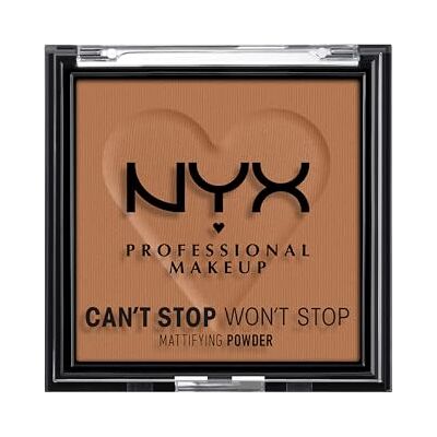 NYX PROFESSIONAL MAKEUP Can't Stop Won't Stop, matterende poeder met een matte finish en een mokka teint. NYX PROFESSIONAL MAKEUP Can't Stop Won't Stop, matterende poeder met een matte finish en een mokka teint.