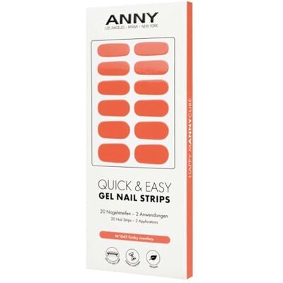 ANNY Gel Nail Strips UV-nagelfolie om op te plakken met uv-lamp, duurzaam en splintervrij, eenvoudig te bedienen, kleur: funky aap zacht koraalroze nr. 45 ANNY Gel Nail Strips UV-nagelfolie om op te plakken met uv-lamp, duurzaam en splintervrij, eenvoudig te bedienen, kleur: funky aap zacht koraalroze nr. 45