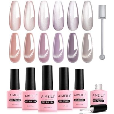 AIMEILI 9D Magnetische gelnagellak met magnetische staaf, 6 stuks, moonlight keramisch cat eye gelnagellak, uv of led, nagelkunst, manicure, pedicure, eenvoudig aan te brengen 8 ml, geschenkdoos 59 AIMEILI 9D Magnetische gelnagellak met magnetische staaf, 6 stuks, moonlight keramisch cat eye gelnagellak, uv of led, nagelkunst, manicure, pedicure, eenvoudig aan te brengen 8 ml, geschenkdoos 59