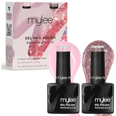MYLEE MyGel by Pink & Glitter Duo gelnagellak, set 2 x 10 ml, UV/LED, nail art, manicure, pedicure, voor professioneel en thuisgebruik, langhoudend en eenvoudig te gebruiken MYLEE MyGel by Pink & Glitter Duo gelnagellak, set 2 x 10 ml, UV/LED, nail art, manicure, pedicure, voor professioneel en thuisgebruik, langhoudend en eenvoudig te gebruiken