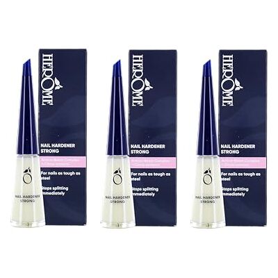 Herome 3 stuks sterke verharder voor nagels nummer 1 sinds 1982! Gegarandeerd lange en sterke nagels in 30 dagen (Nail Hardener Strong) Zonder TFS-hars en tolueen 3 x 10 ml Herome 3 stuks sterke verharder voor nagels nummer 1 sinds 1982! Gegarandeerd lange en sterke nagels in 30 dagen (Nail Hardener Strong) Zonder TFS-hars en tolueen 3 x 10 ml