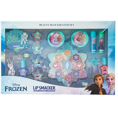 Lip Smacker Frozen Blockbuster set, alles-in-één make-up cadeauset met lippenbalsems, glans, glinsterende crèmes en nagellak, haaraccessoires en make-up zijn inbegrepen Lip Smacker Frozen Blockbuster set, alles-in-één make-up cadeauset met lippenbalsems, glans, glinsterende crèmes en nagellak, haaraccessoires en make-up zijn inbegrepen