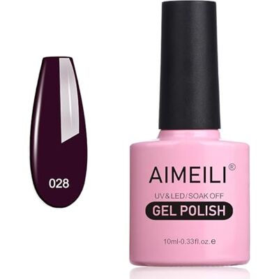 AIMEILI Semi-permanente nagellak, uv, led, soak-off, Burgundy Plum Dark Purple (028), 10 ml AIMEILI Semi-permanente nagellak, uv, led, soak-off, Burgundy Plum Dark Purple (028), 10 ml