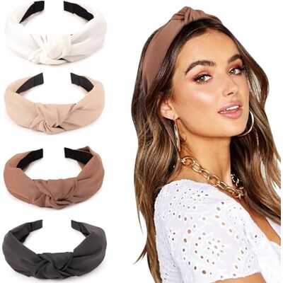 DRESHOW 4 stuks haarbanden voor vrouwen en meisjes, kunststof, geknoopt, mode, boho, grote haarspelden, antislip, haaraccessoires DRESHOW 4 stuks haarbanden voor vrouwen en meisjes, kunststof, geknoopt, mode, boho, grote haarspelden, antislip, haaraccessoires
